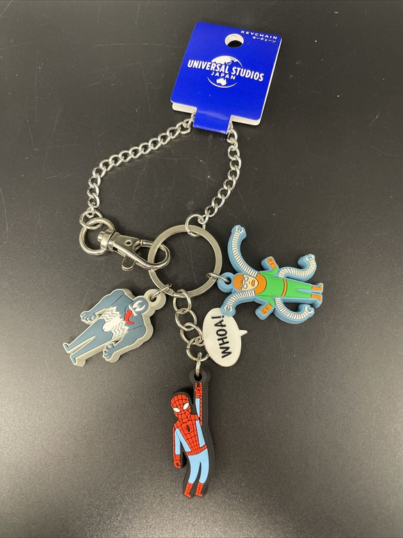 Marvel Spiderman, Venom, and Doc Ock Figures On Keychain With Chain And Hook