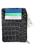 Stronghold Identify Black Croc Embossed Mini Leather Wallet