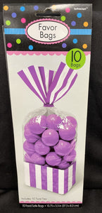 Amscan Purple & White Striped Party Bag W/Twist Ties Measures 3.1" X 3.5",