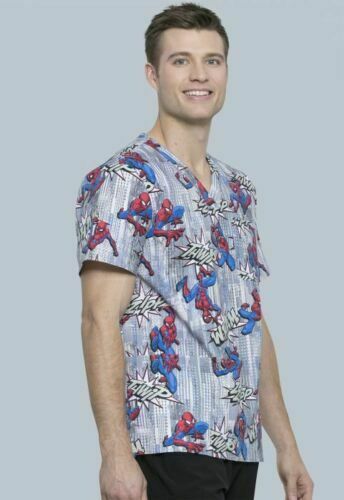 Spiderman Cherokee Scrubs Tooniforms Marvel Mens V Neck Top TF740 XS