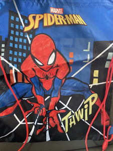 Marvel Spiderman Drawstring Bag 14”x11” Graphics On Both Sides