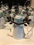 Personalized Ganz Ceramic Angel Snowman W/ Green Scarf & Glitter 2” Ornament NEW