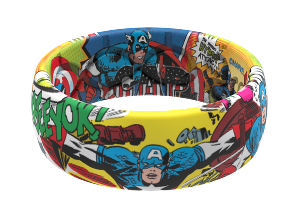 Groove Life CAPTAIN AMERICA CLASSIC COMIC RING Size 10 Silicone NEW
