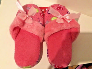 WOMENS Slippers Tru Fit Comfort Pink PLUSH Padded Insole Small 5-6 NEW