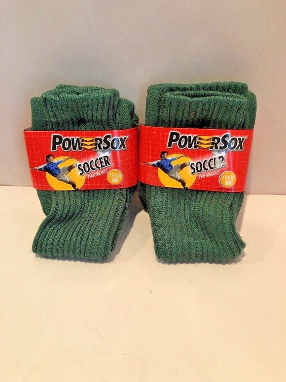 2 (Two) Pair PowerSox Moretz Soccer Socks Dark Green Size Medium NWT