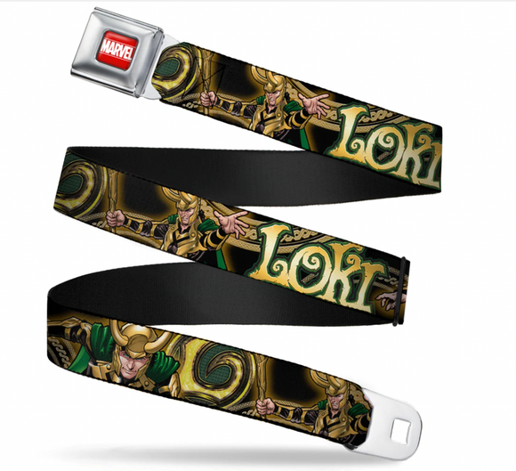 MARVEL UNIVERSE Seatbelt Belt - LOKI Poses Buckle Down WAV037