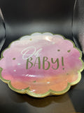 BABY SHOWER Hello World Girl EXTRA LARGE PAPER PLATES (8)
