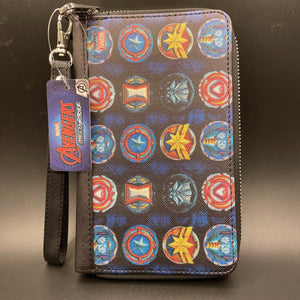 Buckle Down Marvel Avengers Mech Strike Logos Women’s Zip Around Wallet