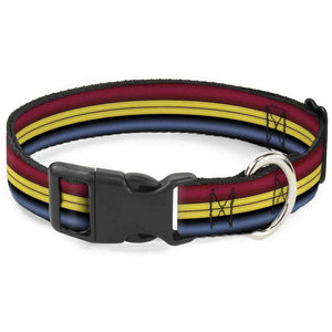 Buckle Down Dog PLASTIC CLIP COLLAR - CAPTAIN MARVEL STRIPE 1" W L 15"-26"