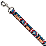 Dog Leash - Captain America Face Turns/Shield CLOSE-UP- WCA047 4'