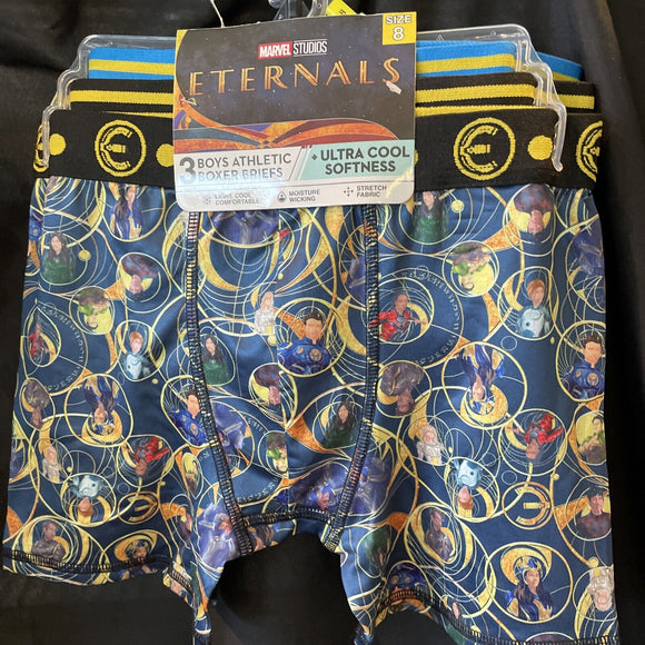 Marvel Eternals Heroes 3 Pairs Boys Athletic Boxer Briefs Size 8