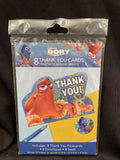 Finding Dory Thank You Cards Birthday Party Supplies Seals & Envelopes 8 Ct New