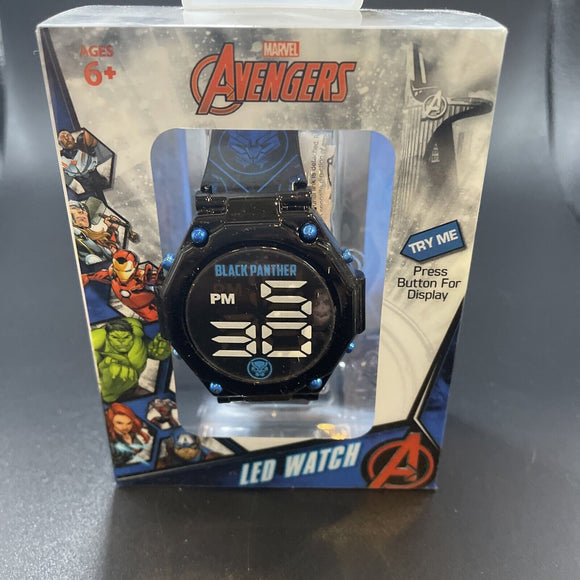 Marvel Black Panther Kids LED Watch W/Decorative Band