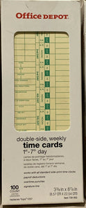 Office Depot 2-Sided 1st-7th Day Weekly Time Cards with Deductions