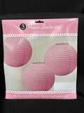 Paper Decorative 9.5” Lanterns 3 Pack Pink