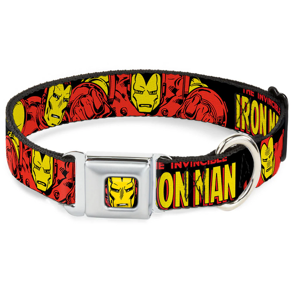 MARVEL COMICS Iron Man Face Full Color Red Yellow Seatbelt Buckle Collar -WIM011