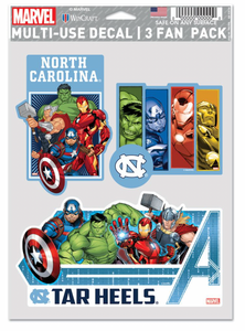 North Carolina Tar Heels Marvel Multi-Use Decal 3 Fan Pack