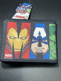 Buckle Down Marvel Brick Avengers Faces Black Multi Color Bifold Wallet