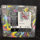 Neon Doodle Peace Butterflies Rock Birthday Beverage Napkins 16Ct