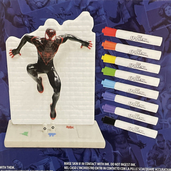 Miles Morales Figure on Wall Create Your Own Graffiti Markers Included