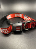 Buckle Down Marvel Red Brick Logo Dog Collar  WMC187 Sz L  Seatbelt Closure