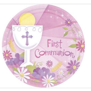 First Communion Girl 10" Luncheon Plates (18 Pack) - Party Supplies