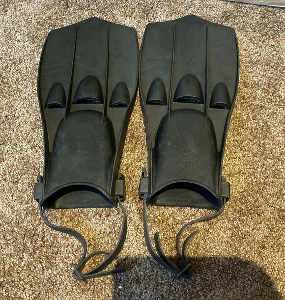 YC Fish Youth Open Heel Fins Sz Large 13-3 Rubber Adjustable Buckle NEW