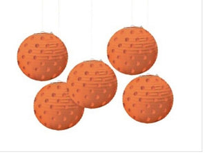 Mini Orange Polka Dot Paper Lanterns 5ct