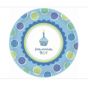 1st Birthday Sweet Lil Cupcake Boy Small Paper Plates (18ct)