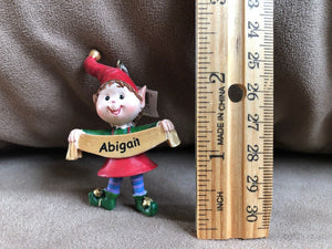 Abigail Personalized Elf Ornament 2.5” Encore 2006 NEW