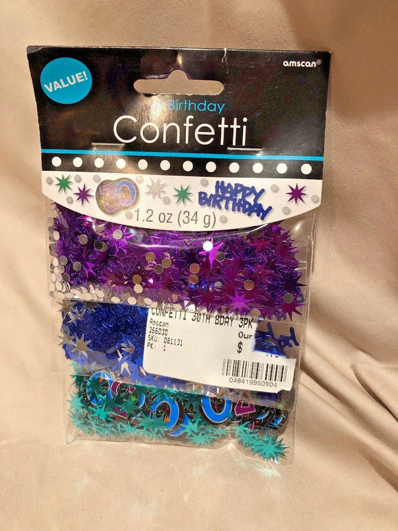 30th Birthday Party  Confetti Happy Birthday blue green purple NEW