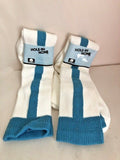 2 Pairs Hole-in-None White/Light Blue Baseball Socks Sz 10-14 NEW