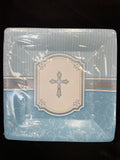 Religious 'Blessings Blue' Large 10 1/4” Square Paper Plates (8ct)