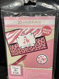 Sweet Safari Girl Jungle  Pink Baby Shower Party Invitations w/Envelopes 20ct