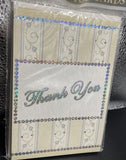 Thank You Cards Cream W/Silver Writing 8ct