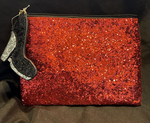 Avenue 9 Red Glitter Zipper Pouch with Blk Glitter Stiletto Charm