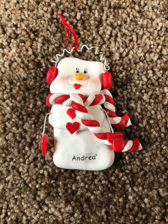 Andrea Personalized Snowman Ornament Encore 2004 NEW