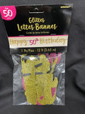 50th Pink/Gold Glitter - 12’Letter Banner