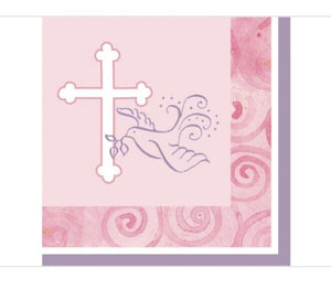 Faithful Dove - Pink Beverage Napkins 36 Ct