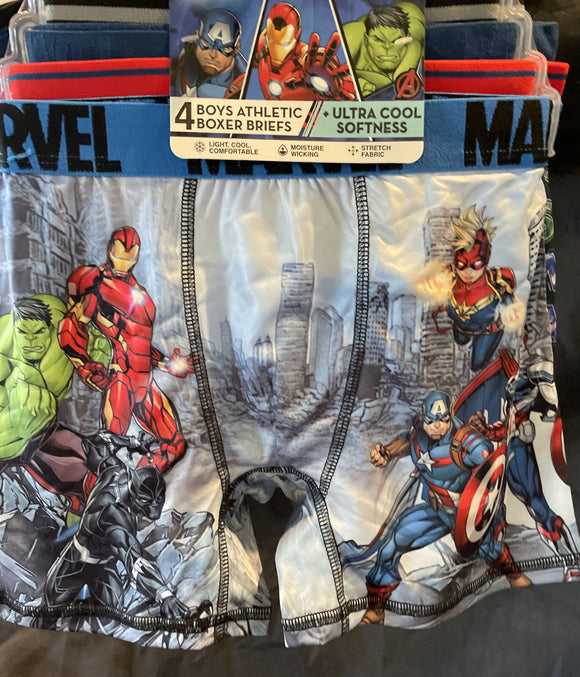 Marvel Avengers Boys Moisture Wicking Athletic Briefs 4Pack Size 8