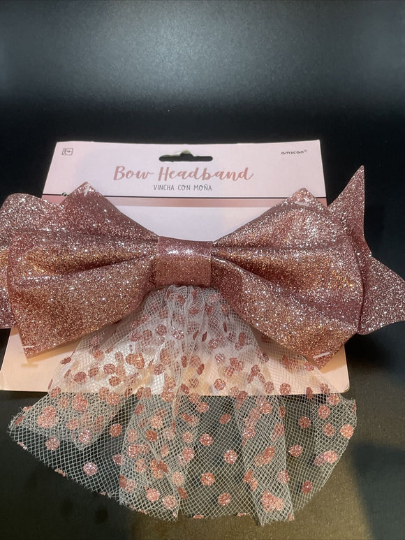 Large Glitter Clip On Hair Bow In Pink