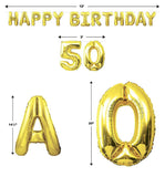 Happy 50th Birthday Balloon Banner Decoration Gold Mylar Inflatable Hanging