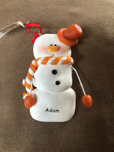 Adam Personalized Snowman Ornament Encore 2004 NEW