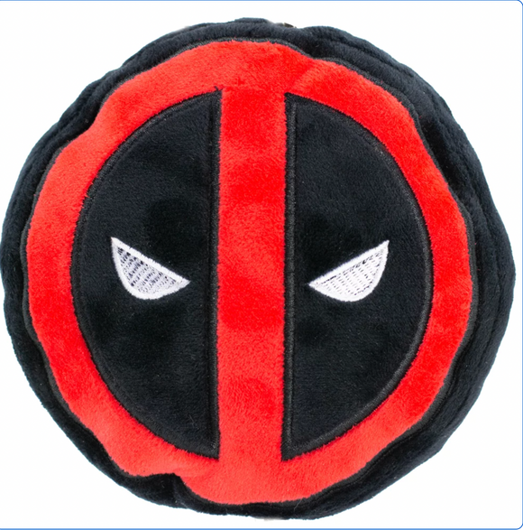 Buckle-Down Red/Black/White Marvel Deadpool Logo Plush Squeaker Dog Toy, X-Small