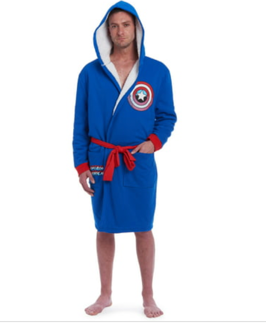 Marvel Avengers Captain America French Terry Long Sleeve Pajama Robe Size M