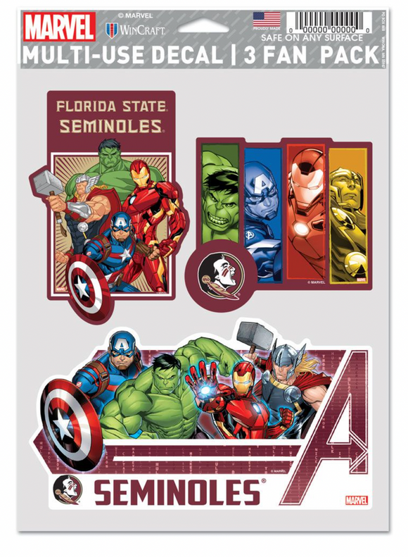 Florida State Seminoles Marvel Multi-Use Decal 3 Fan Pack