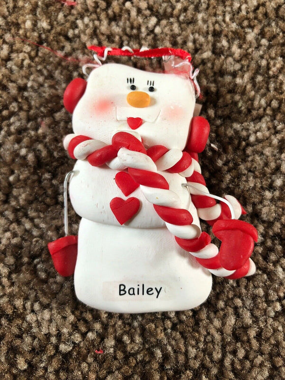 Bailey Personalized Snowman Ornament Encore 2004 Red Scarf NEW