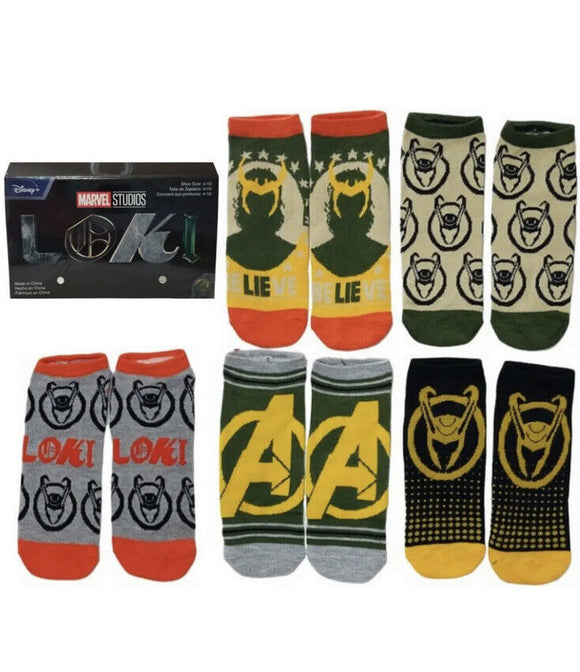 Marvel Studios Disney+ LOKI Ankle Novelty Youth (Shoe Size 4-10) 5 Pairs