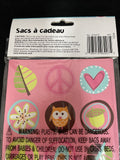 Hippie Chick Peace Owl Pink Brown Retro Birthday Party Favor Sacks Treat Bags