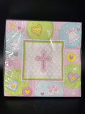 Sweet Blessing Sweet Christening Beverage Napkins, Pink - Pack of  16